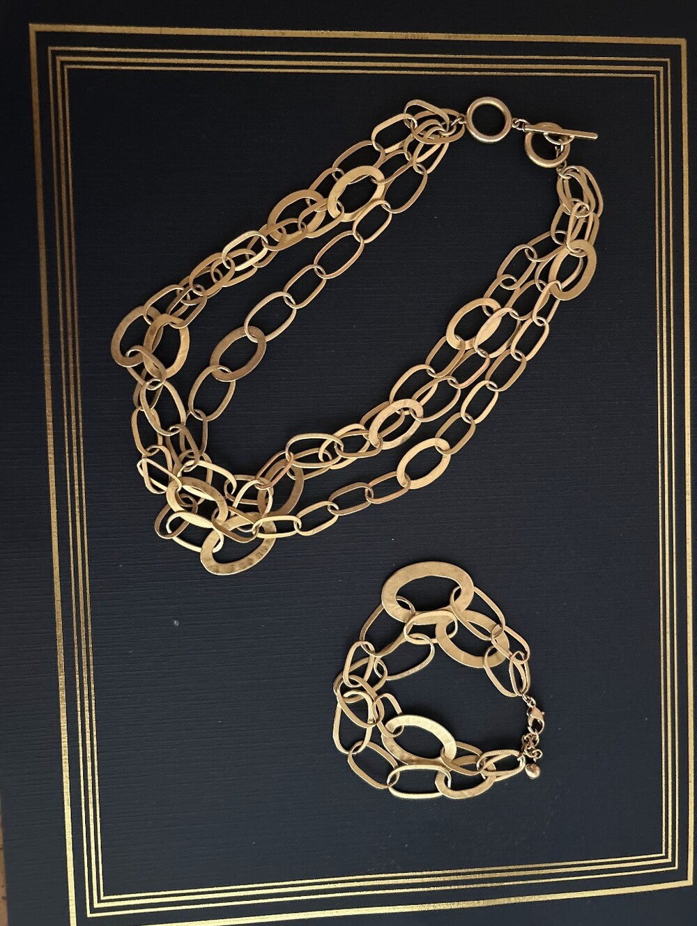 Gold Necklace And Bracelet Set
